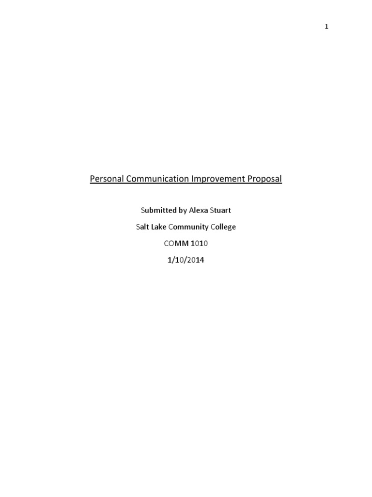 Nonverbal Communication Improvement Plan | PDF | Nonverbal ...