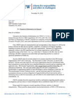 FOIA Request: CREW: IRS: Regarding 501c Correspondence and Work Plan - 11/30/12