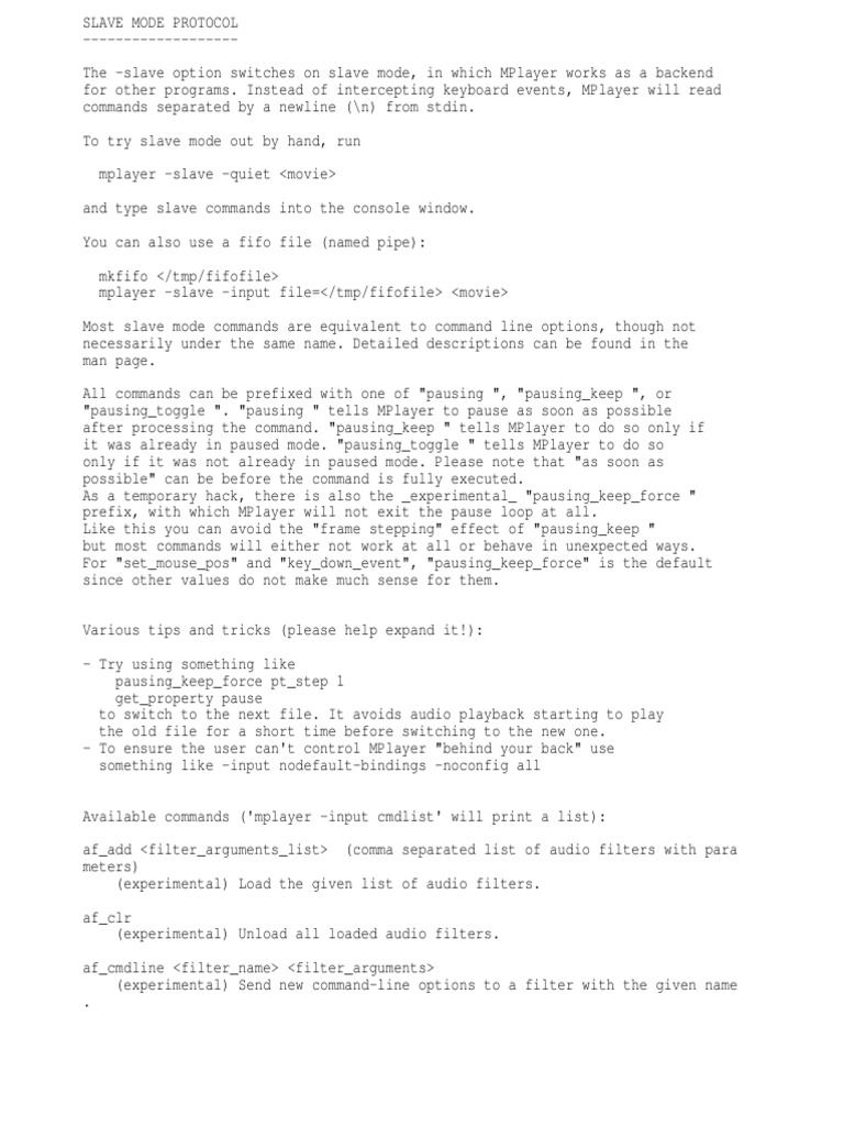 Mplayer Commands Pdf Command Line Interface Media Technology