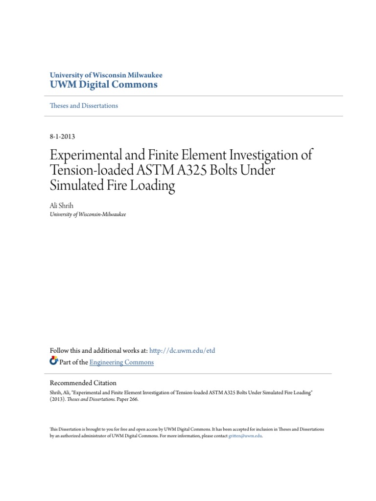 Experimental and Finite Element Investigation of Tension-Loaded A | PDF ...