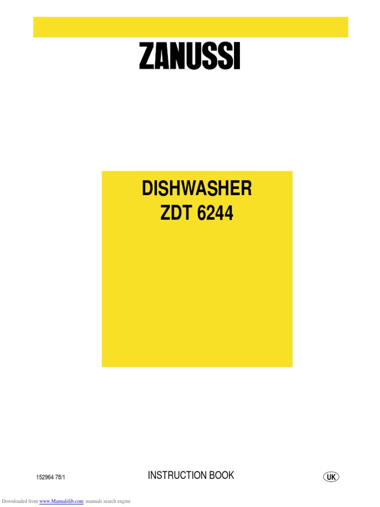 Zanussi ZDT 6244 Dishwasher Manual PDF Dishwasher Ac Power Plugs And Sockets