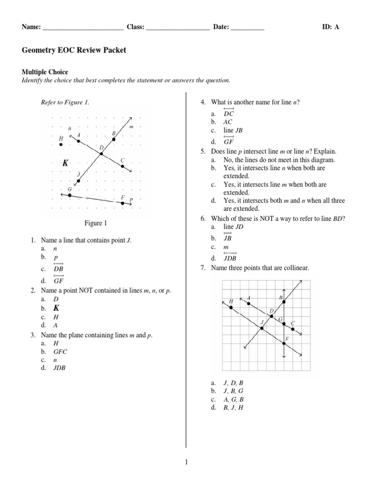Geometry Eoc Review Packet Area Triangle