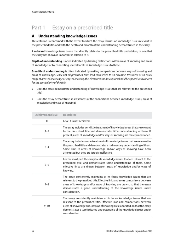 ib tok essay assessment criteria