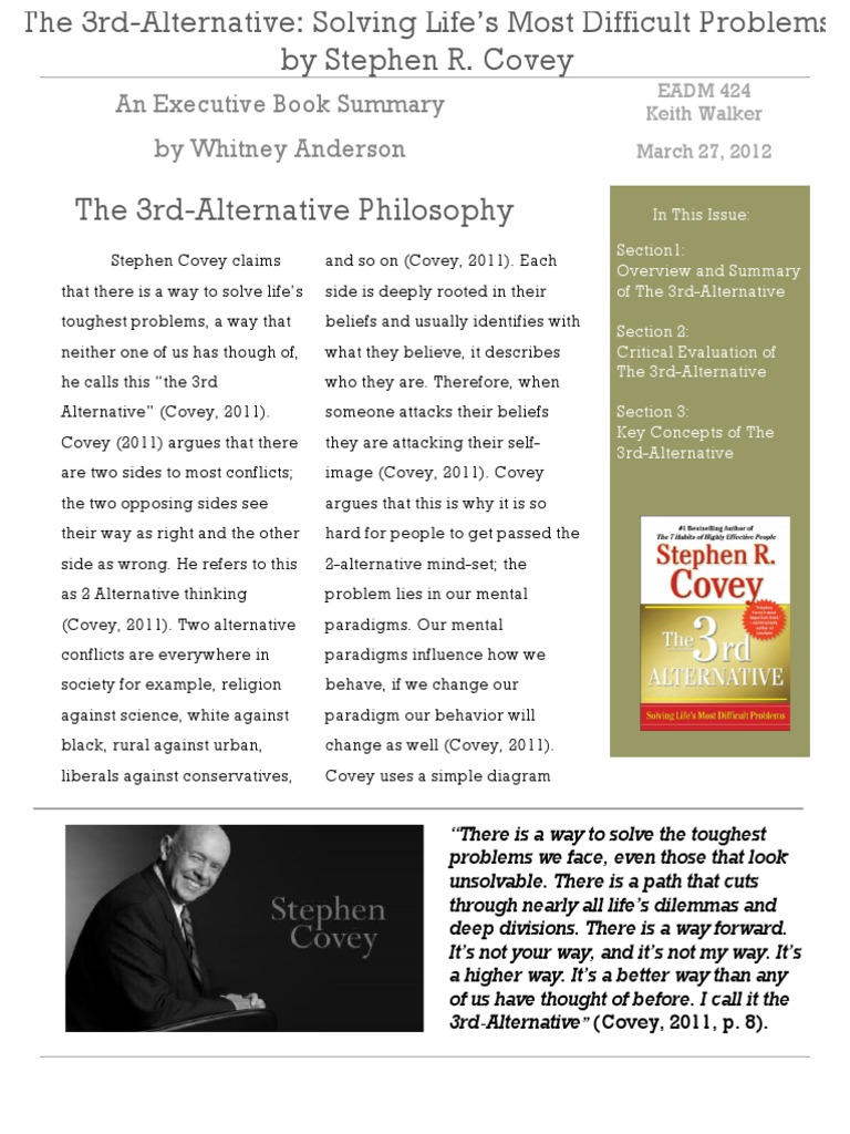 The 3rd Alternative: A New Conflict Solution | PDF | Paradigm | Thought