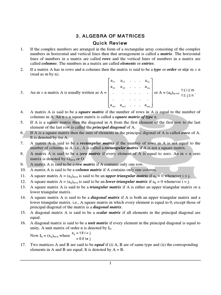 Eamcet QR Maths SR Maths Iia3. Matrices PDF Matrix (Mathematics