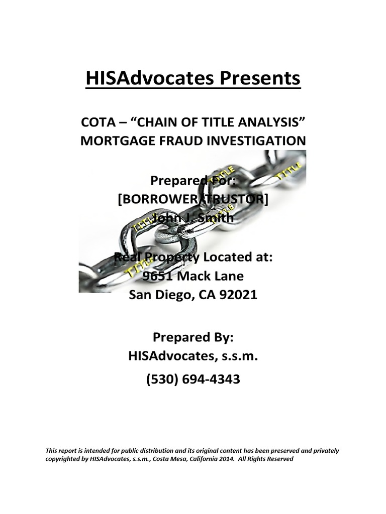 Chain of Title Assessment Deed Of Trust (Real Estate) Real Estate Law