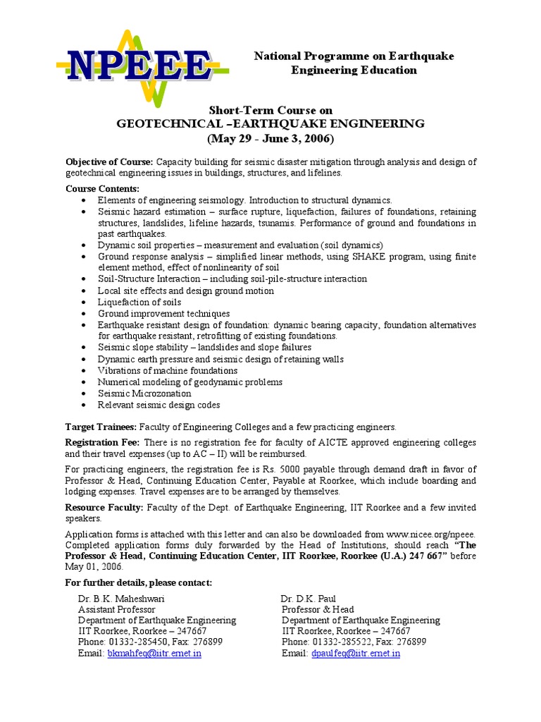 Geotechnical Earthquake Engineering Course | PDF | Earthquake ...