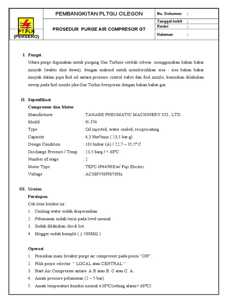 Purge Air Compressor | PDF | Komputer