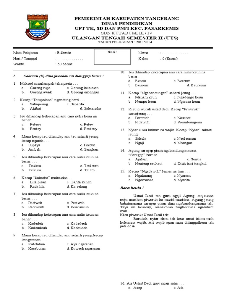Soal Bahasa Sunda