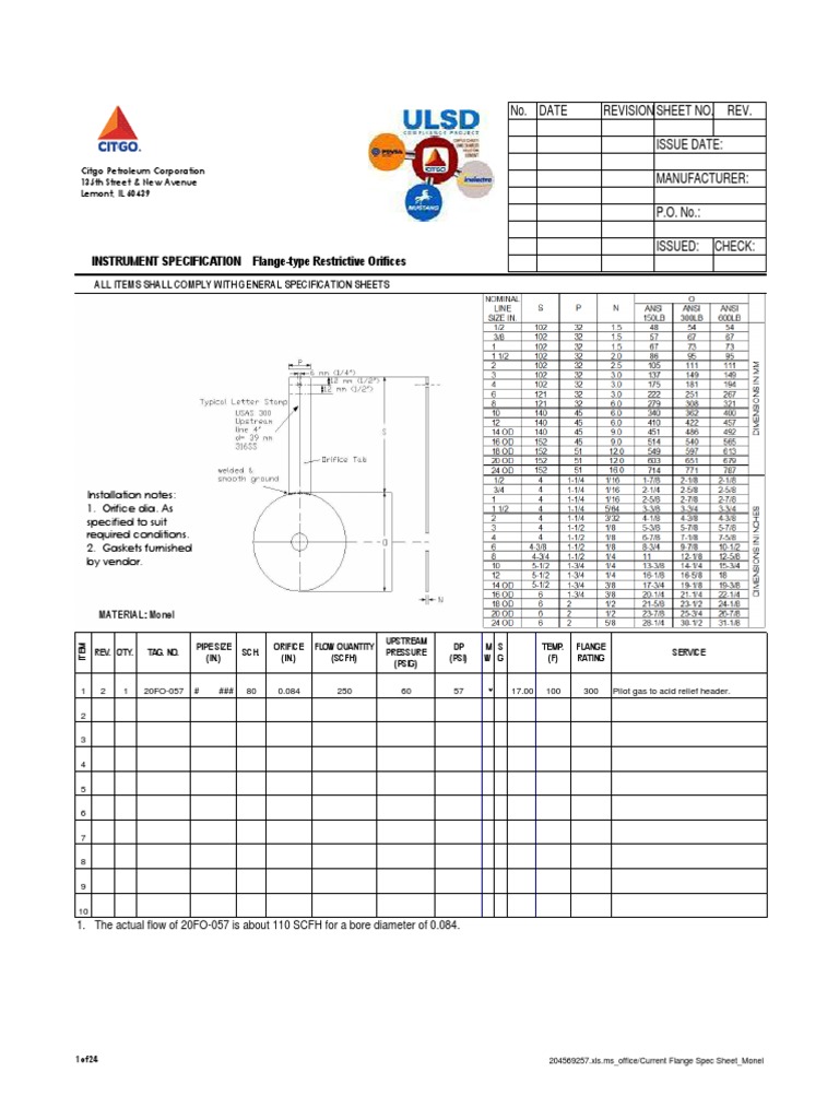 Orifice sizing calculation Gases Physical Chemistry
