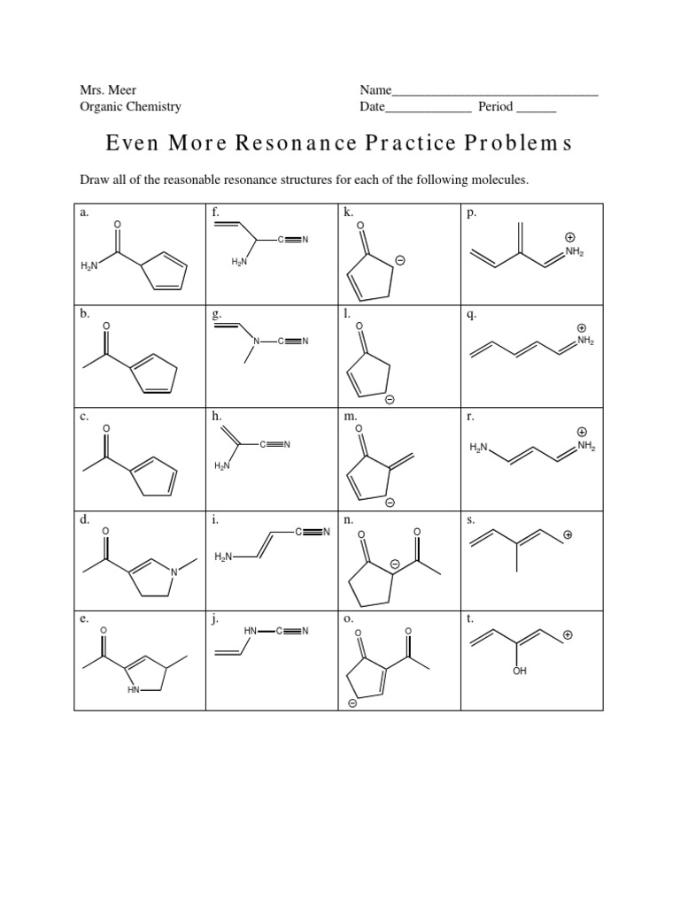 Resonance Structures Practice Problems | PDF | Nature