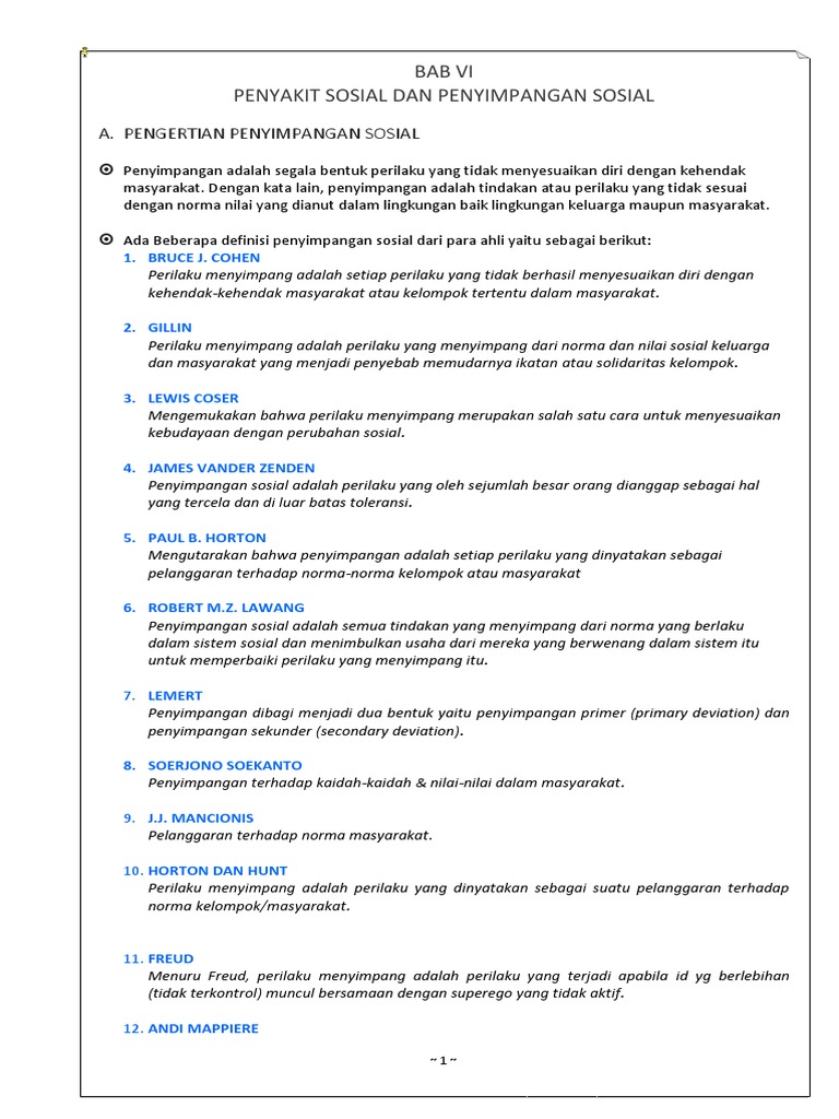 Materi Ips Kelas 8 Bab Vi Penyakit Sosial Dan Penyimpangan Sosial