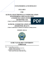 Mtech Electronics and Comm Engg Specialization Comm Systems Semester I To IV Syllabus GNDU