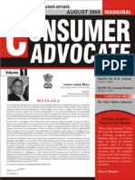Consumer Advocate: Newsletter On Consumer Affairs. August 2009 Volume 1