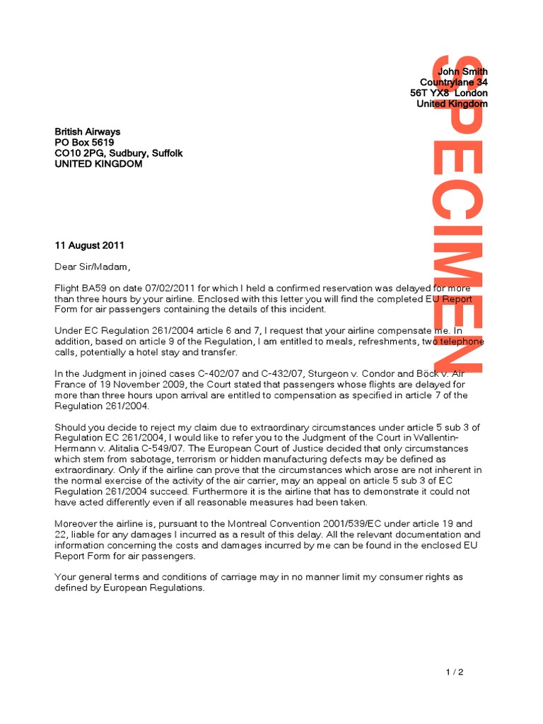 Sample Airline Letter | PDF