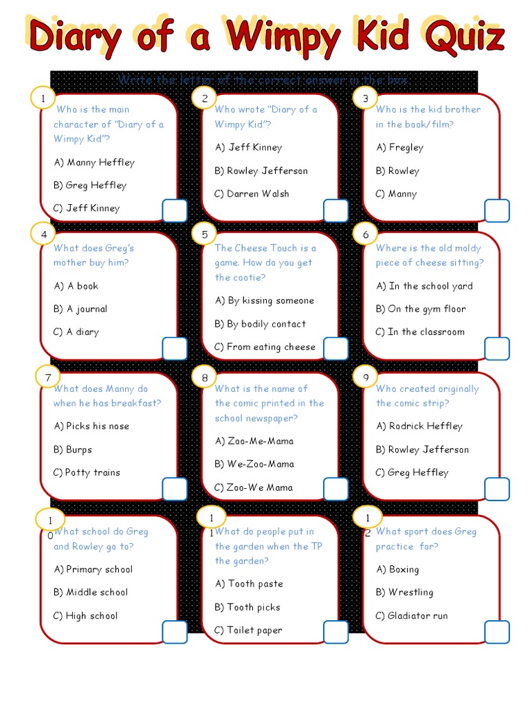 Diary of A Wimpy Kid Quiz PDF Young Adult Novels Epistolary Novels