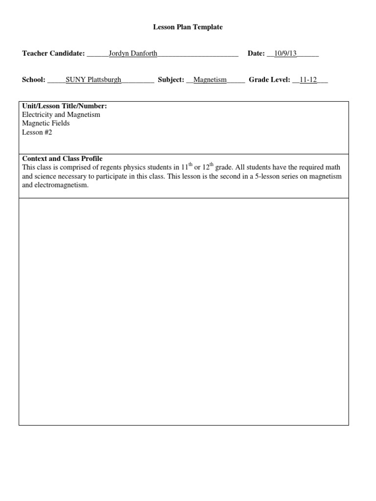 Lesson Plan 2 PDF Field Educational Assessment