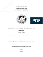 O Ensino Nos Colégios Das Irmãs Doroteias em Portugal 1866 - 1975 PDF