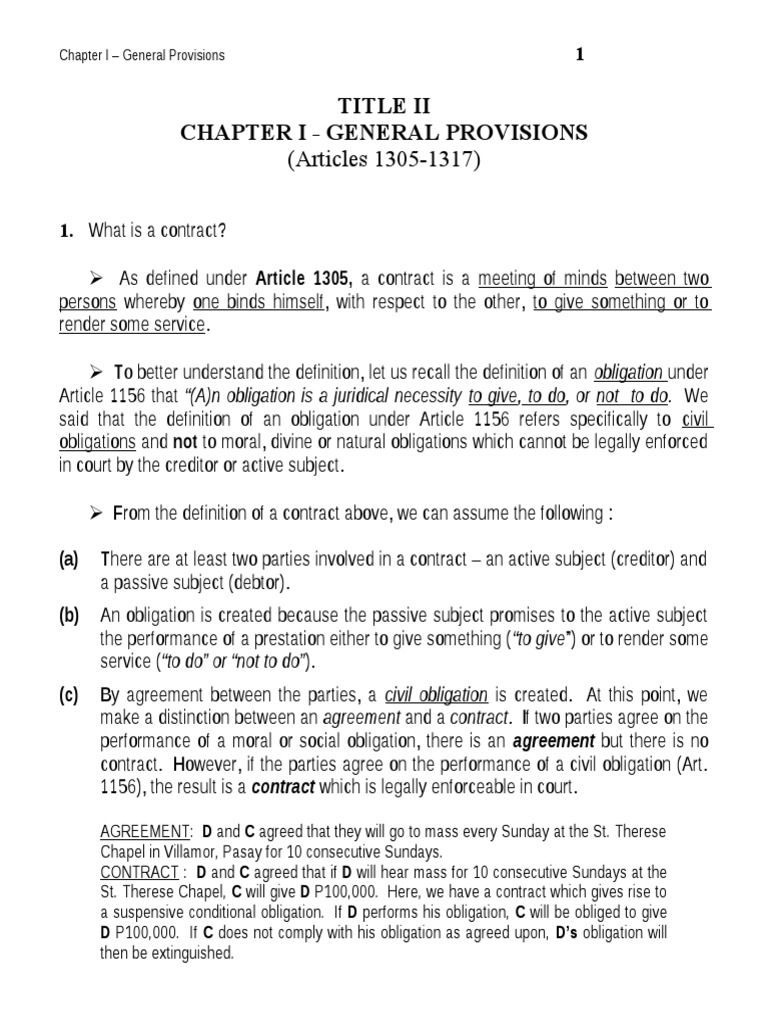 Overview of Article 1305 Contracts | PDF | Loans | Mortgage Law