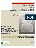 Kalaitzidou (Mariana)_La lápida fundacional del maristán de Granada