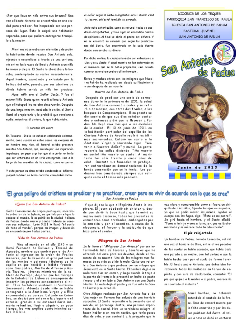 Triptico San Antonio | PDF | Santo | Comportamiento religioso y experiencia