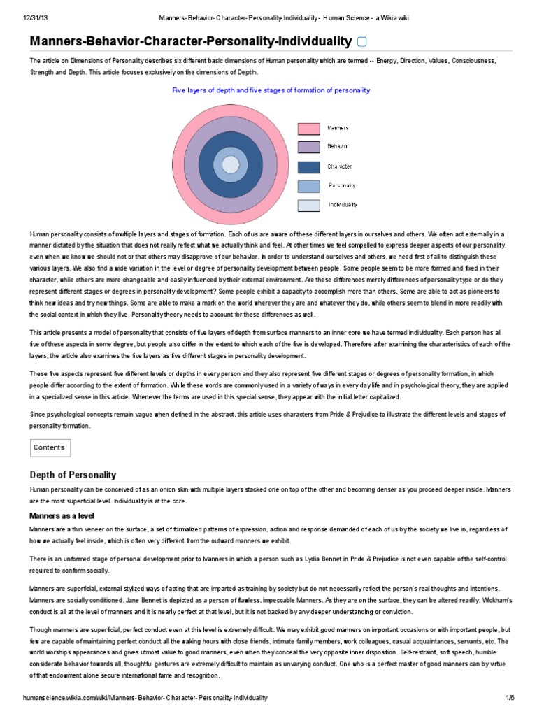 Personality Depth Analysis | PDF | Pride And Prejudice | Mind