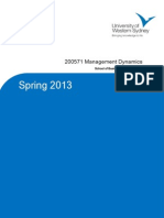 Management Dynamics Learning Guide, Spring 2013
