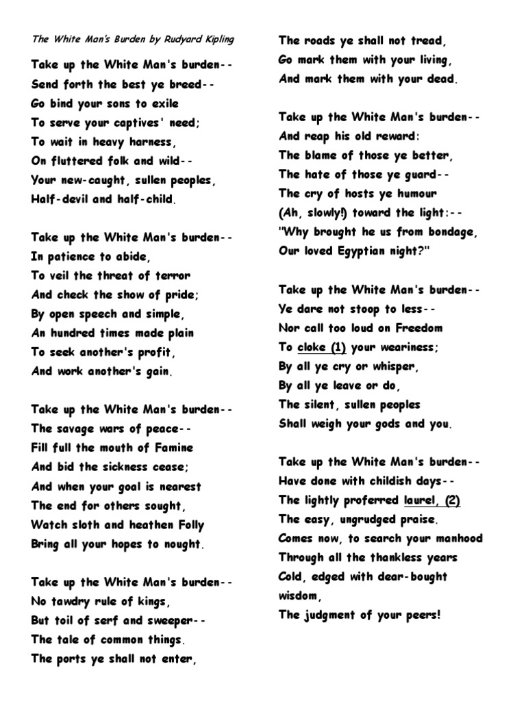 The White Mans Burden By Rudyard Kipling