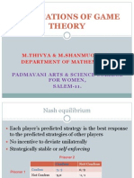 Applications of Game Theory: M.Thivya & M.Shanmugarani Department of Mathematics