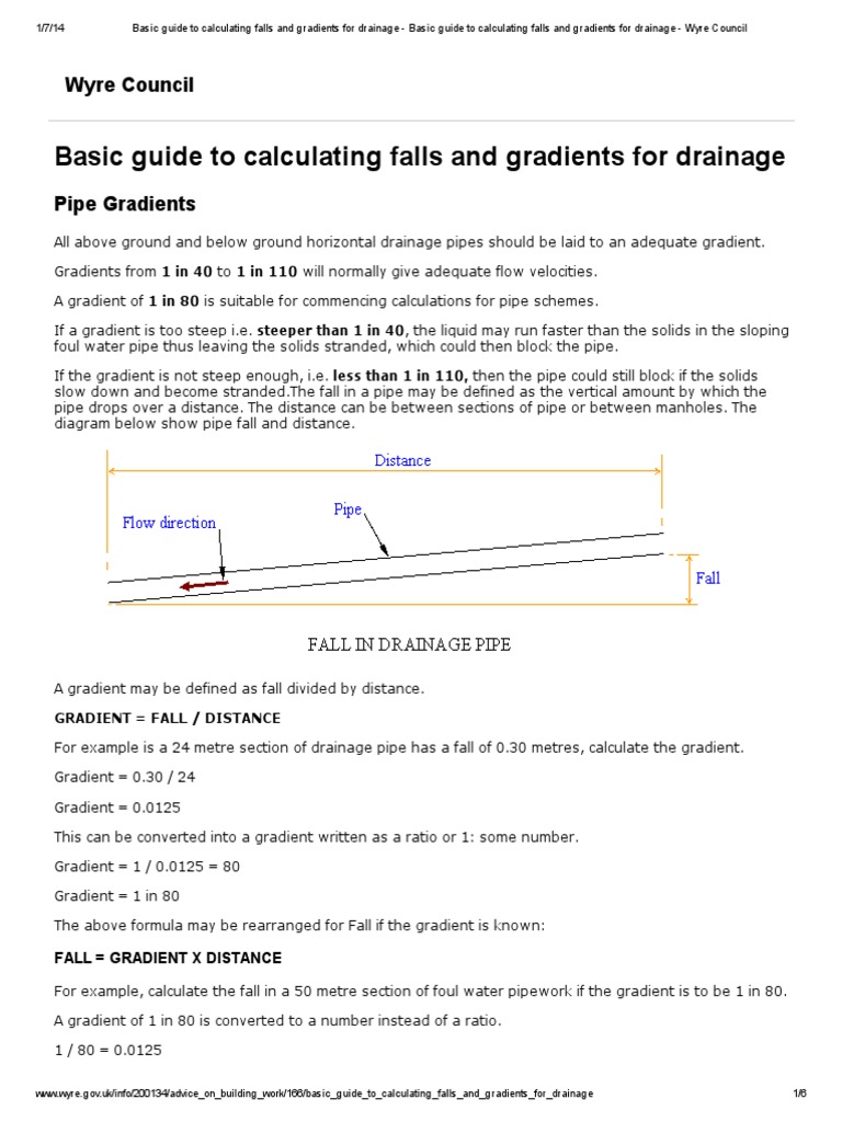 Basic Guide To Calculating Falls and Gradients For Drainage Basic Guide To Calculating Falls