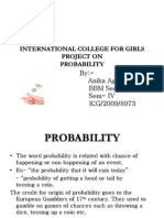 International College For Girls Project On Probability: By:-Anika Agarwal BBM Sec-C Sem - IV ICG/2009/8973