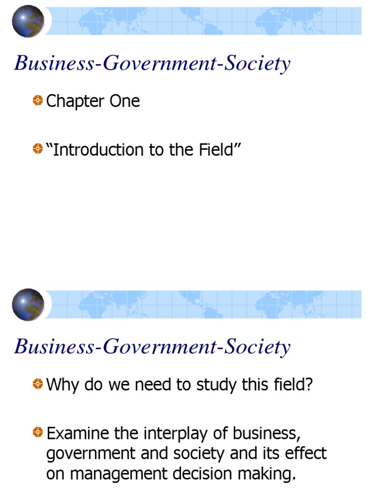 Business-Government-Society: Chapter One 