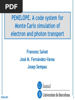 PENELOPE. A Code System For Monte Carlo Simulation of Electron and Photon Transport