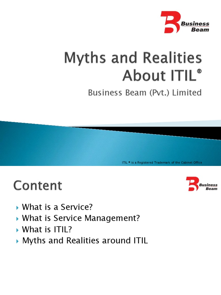 Myths and Realities About ITIL | PDF | Itil | It Service Management
