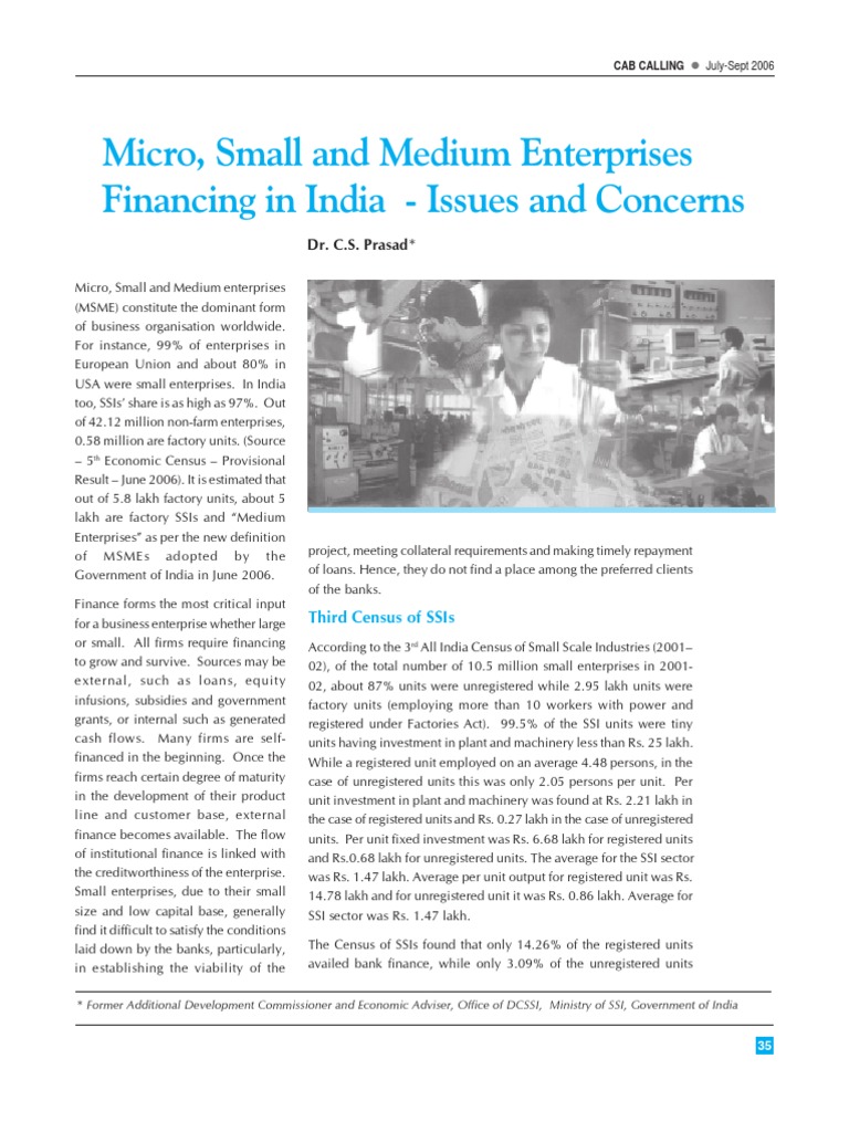 MSME Financing Challenges in India | PDF | Reserve Bank Of India ...