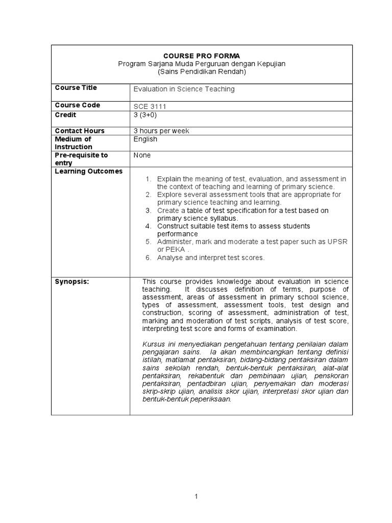 Evaluation in Science Teaching Course | PDF | Educational Assessment ...