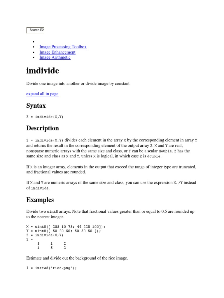 Image Division with imdivide Function | PDF | Teaching Methods ...