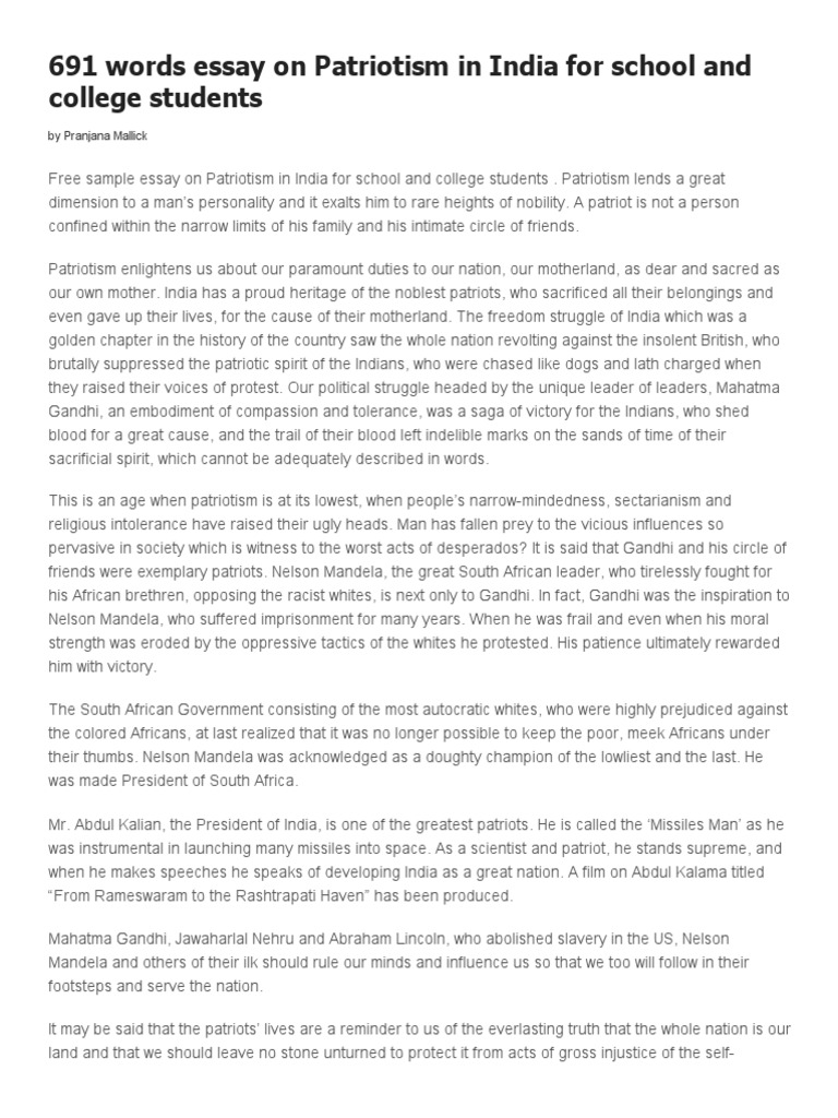 Essay on patriotism in 150 words picture