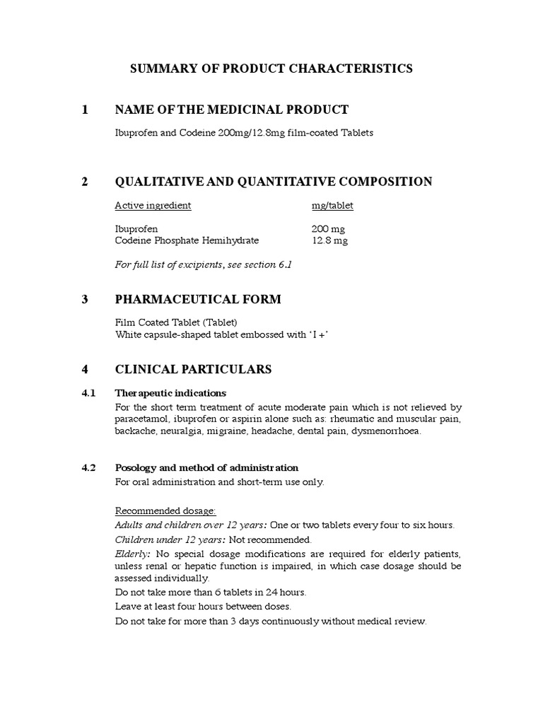 Ibuprofen & Codeine 200mg/12.8mg Tablets | PDF | Nonsteroidal Anti ...