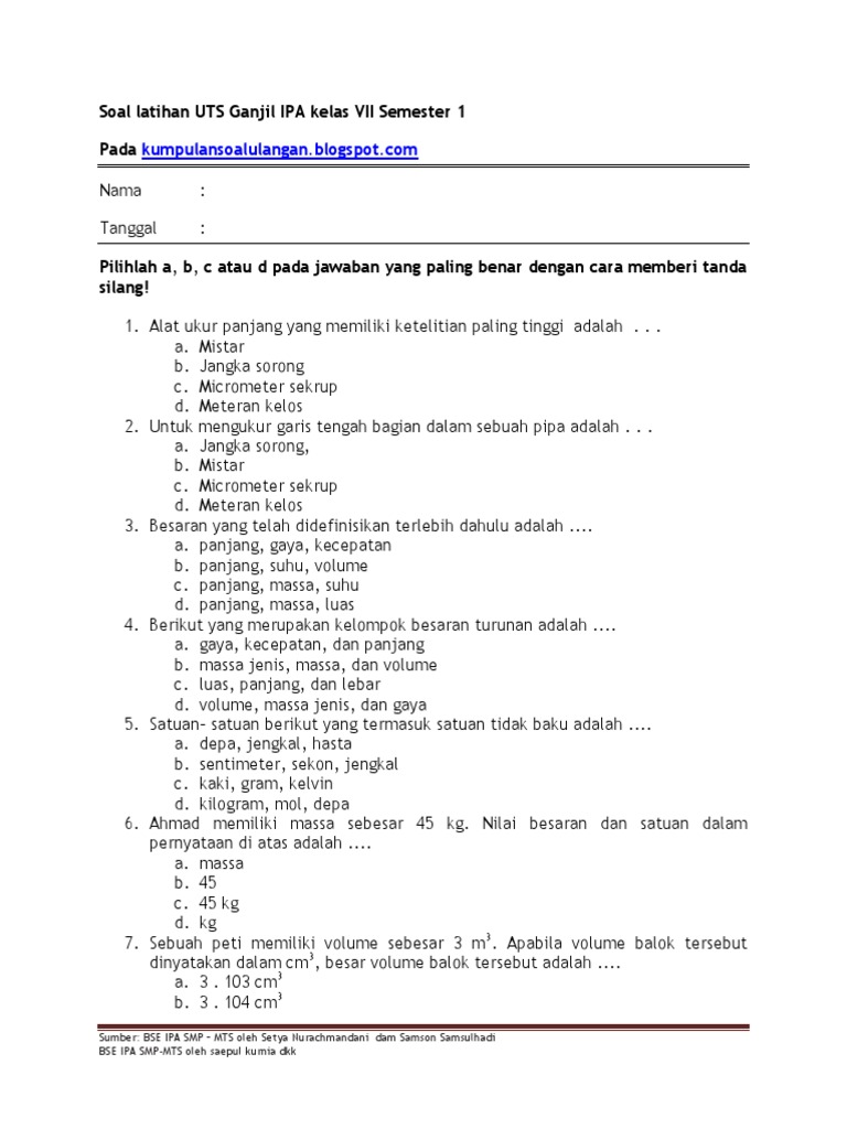 Soal Latihan Semester 1 Biologi Kelas 9 Doc