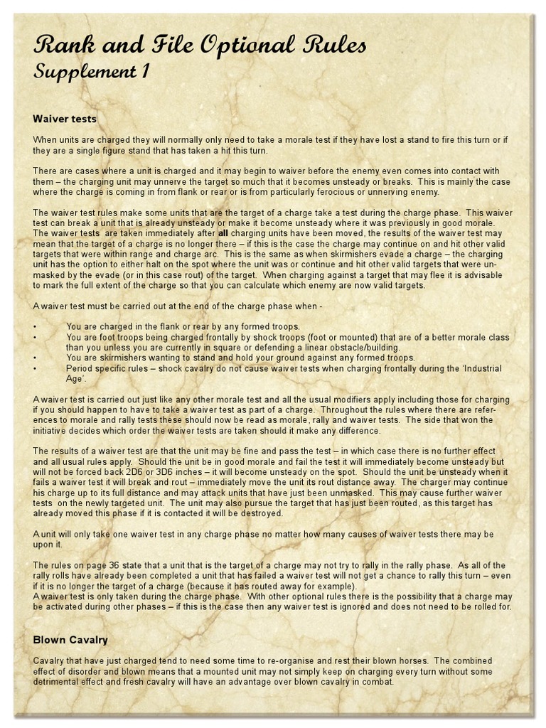 Waiver Test Rules for Unit Charges | PDF | Cavalry | Infantry