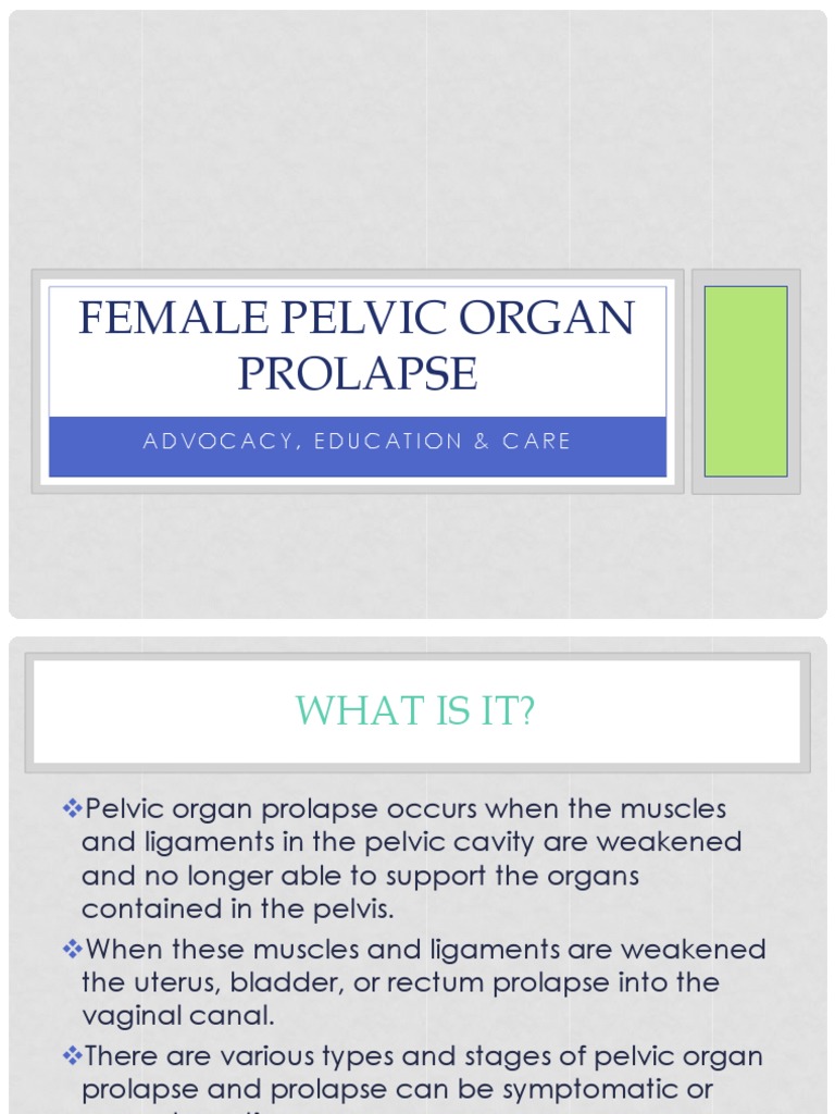 Female Pelvic Organ Prolapse Urinary Incontinence Vagina