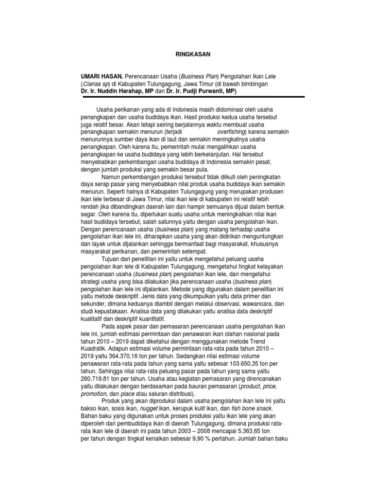 Business plan ikan lele picture