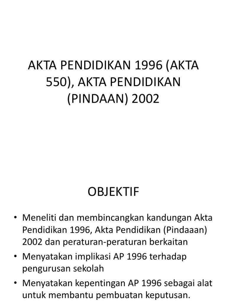 Akta Pendidikan 1996 Akta 550 Akta