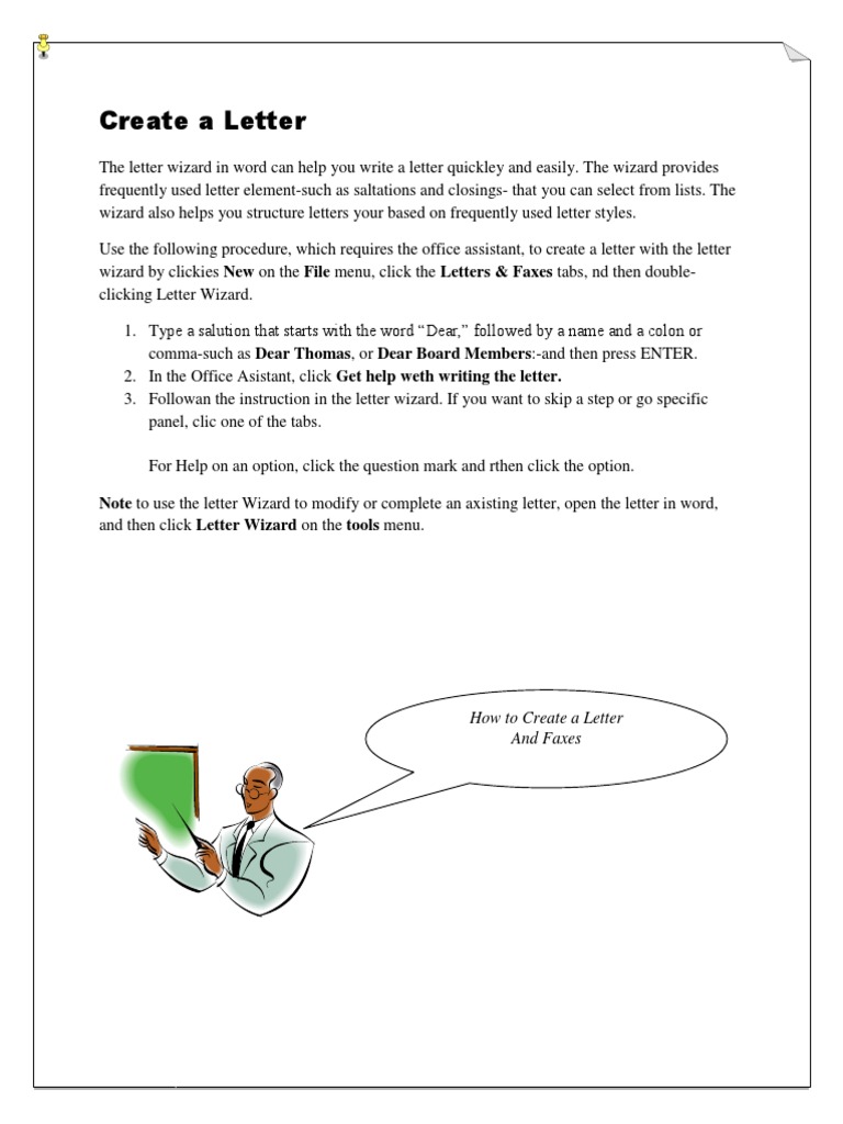 Create A Letter Note To Use The Letter Wizard To Modify Or Complete An