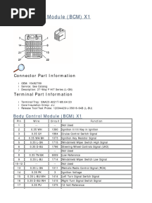 Body Control Module Pinouts