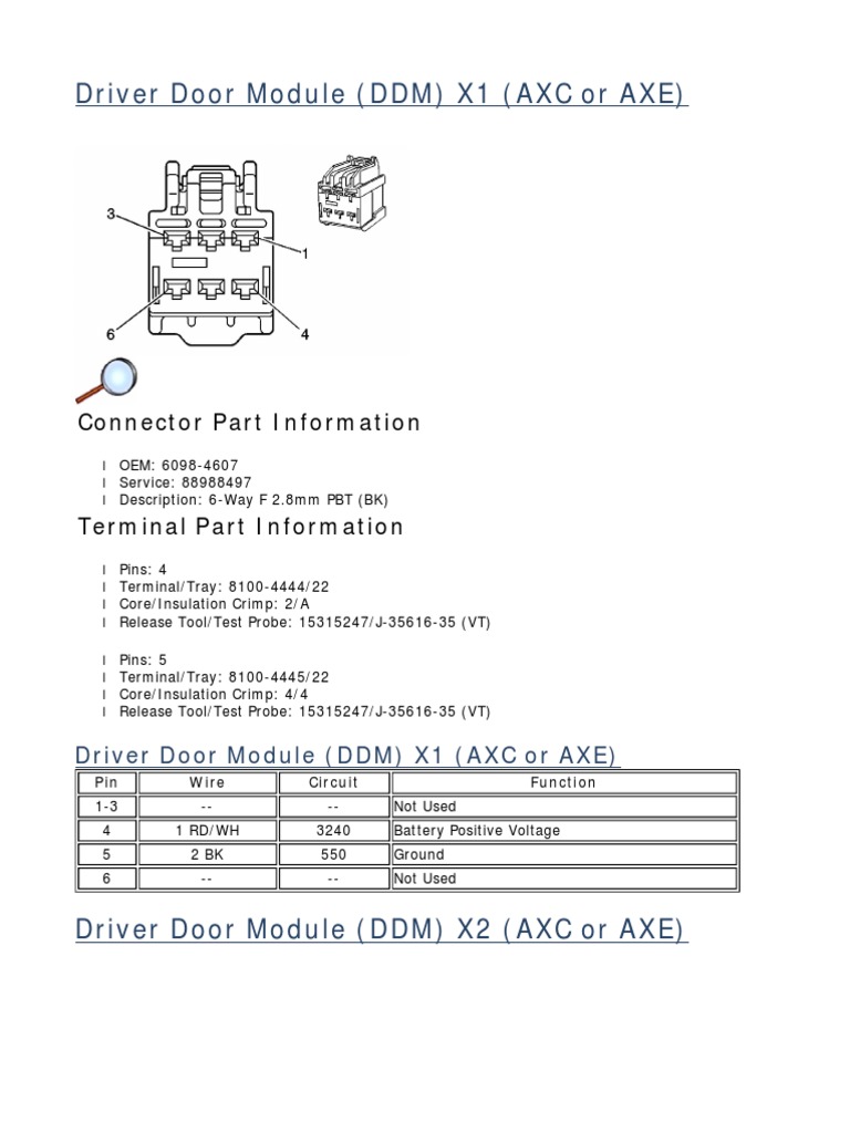 Driver Door Module Wiring Details | PDF | Electrical Connector | Switch