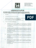 Parliament Order Paper of 6th August 2013