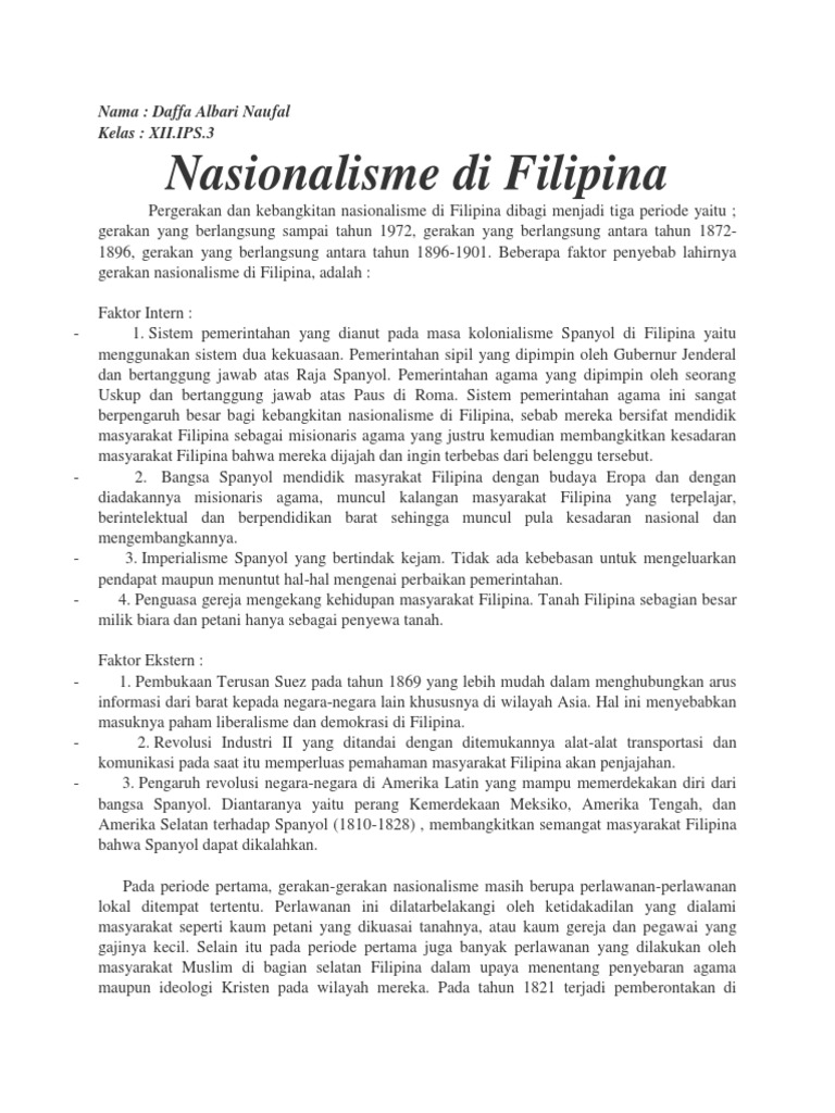Nasionalisme Di Filipina Pdf