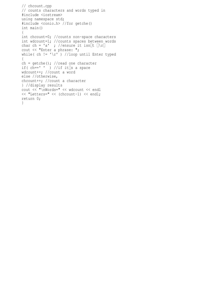 Word and Character Counter in C++ | PDF